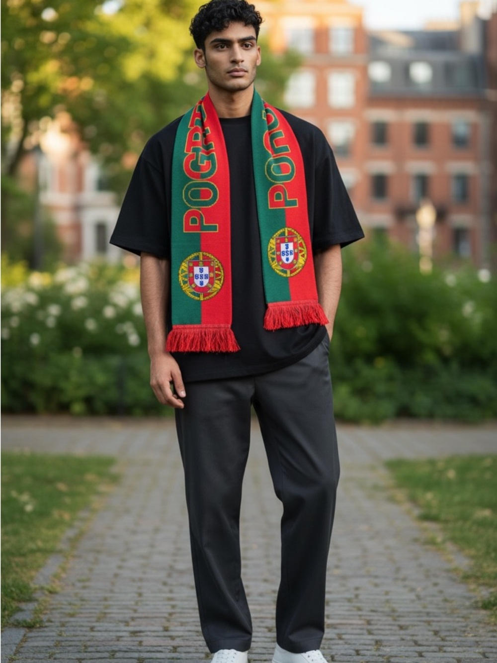 Portugal Fan Scarf in Red & Green - Unbranded